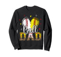 Softball Baseball Ball Dad Heart Sweatshirt - Aesthetic Graphic Unisex - T-Shirt, Sweatshirt, Hoodie