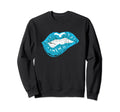 Bitten Lips Distressed Sweatshirt - Unique Graphic Men Women - T-Shirt, Sweatshirt, Hoodie