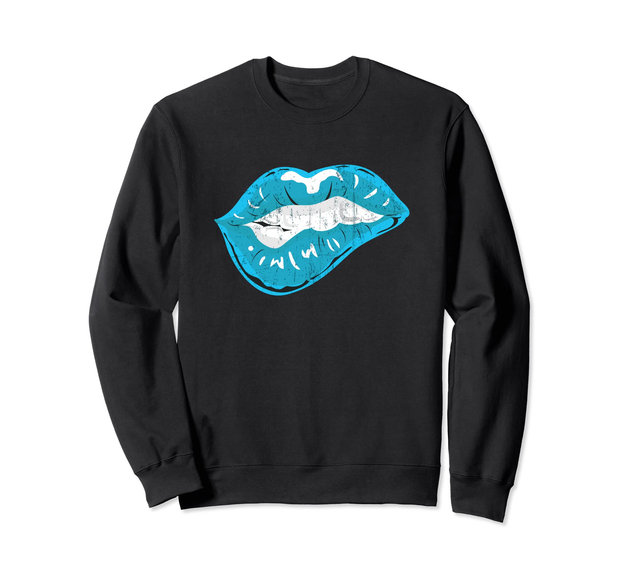 Bitten Lips Distressed Sweatshirt - Unique Graphic Men Women - T-Shirt, Sweatshirt, Hoodie