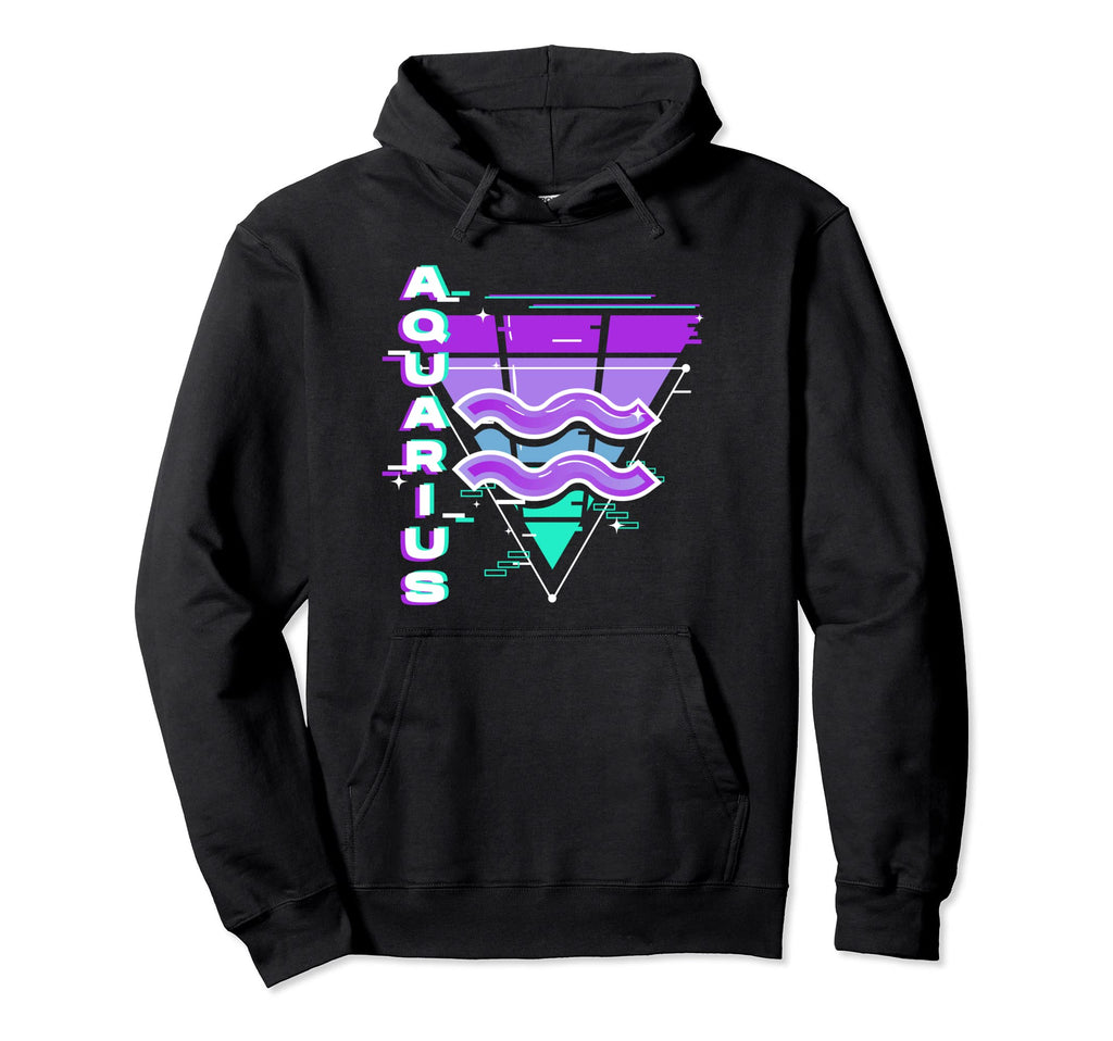 Aquarius Zodiac Sign Vaporwave Hoodie - Novelty Apparel for Adults - T-Shirt, Sweatshirt, Hoodie