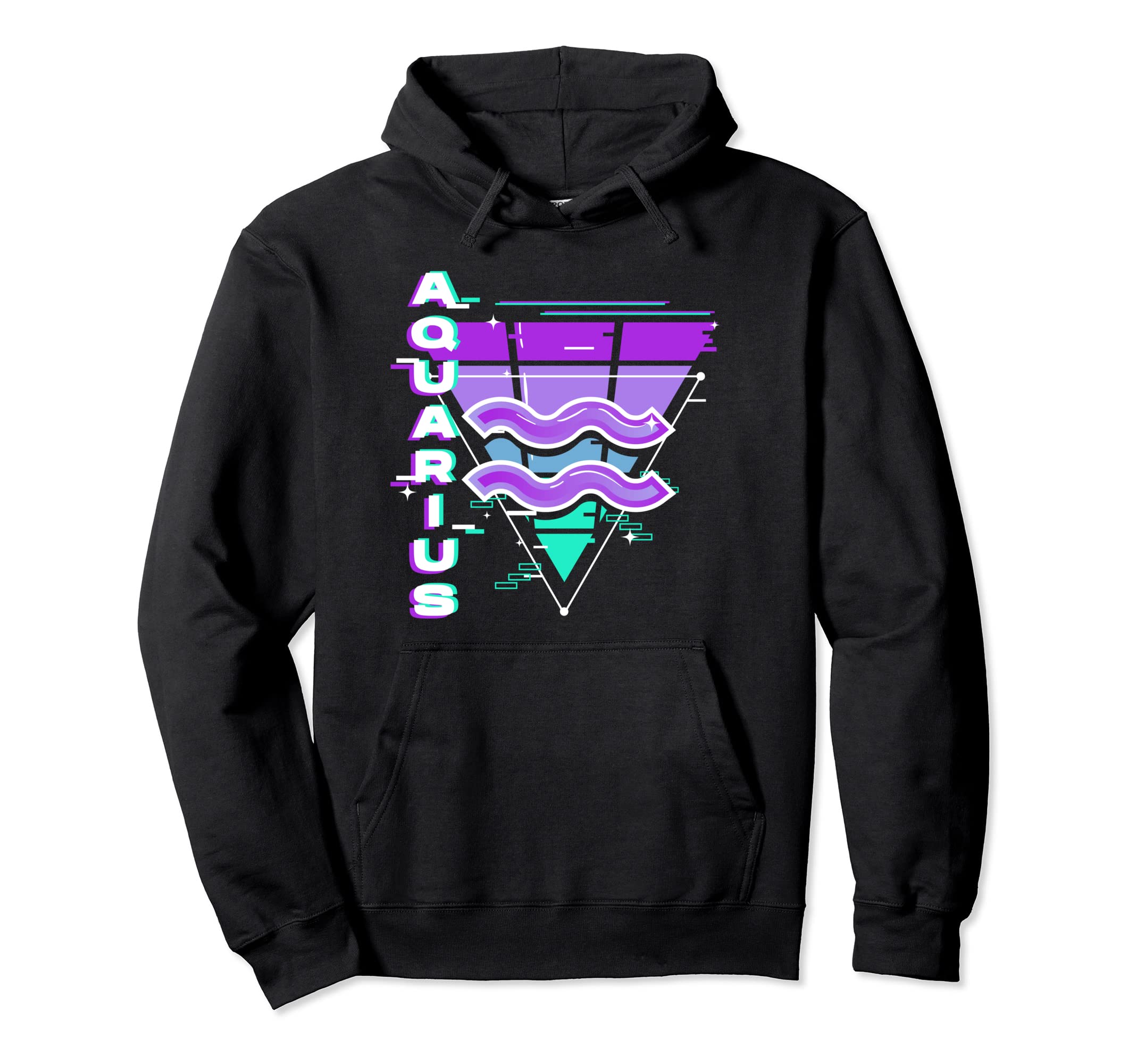 Aquarius Zodiac Sign Vaporwave Hoodie - Novelty Apparel for Adults - T-Shirt, Sweatshirt, Hoodie