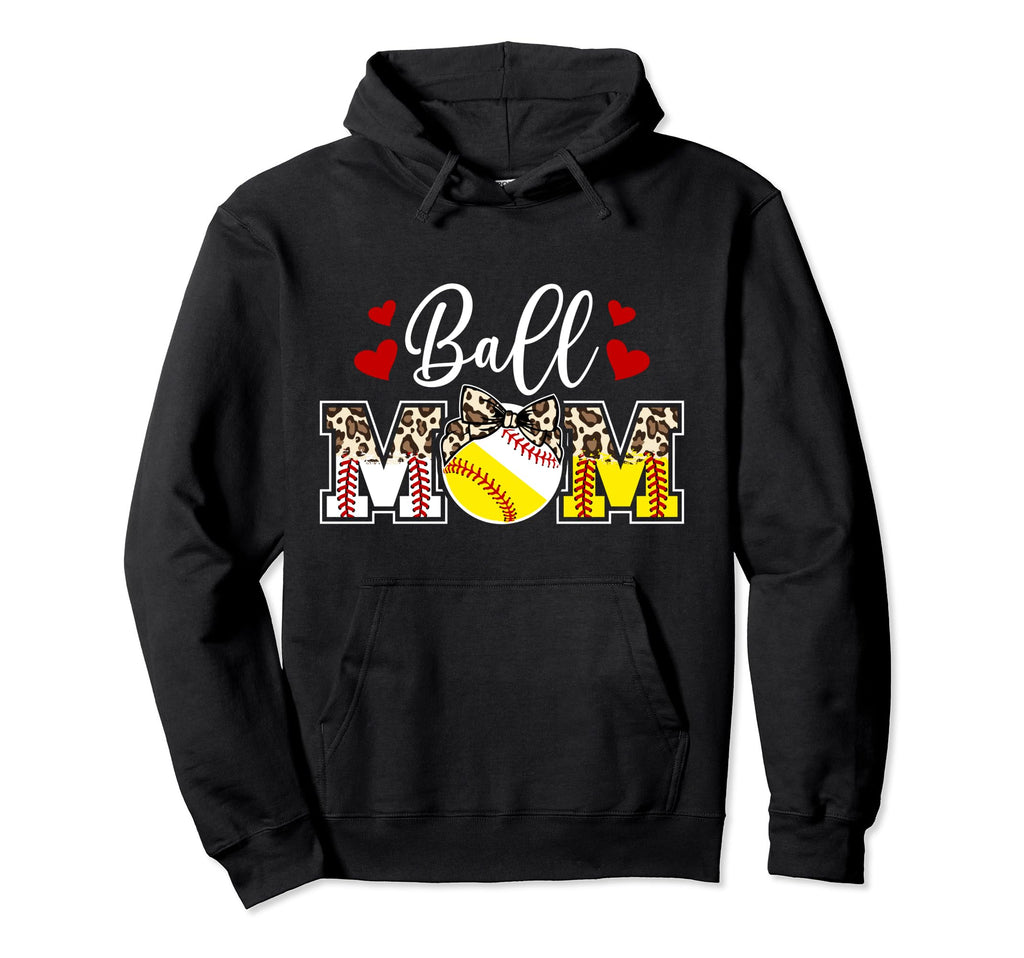 Ball Mom Softball Baseball Mom Baseball Hoodie - Graphic Print for Adults - T-Shirt, Sweatshirt, Hoodie