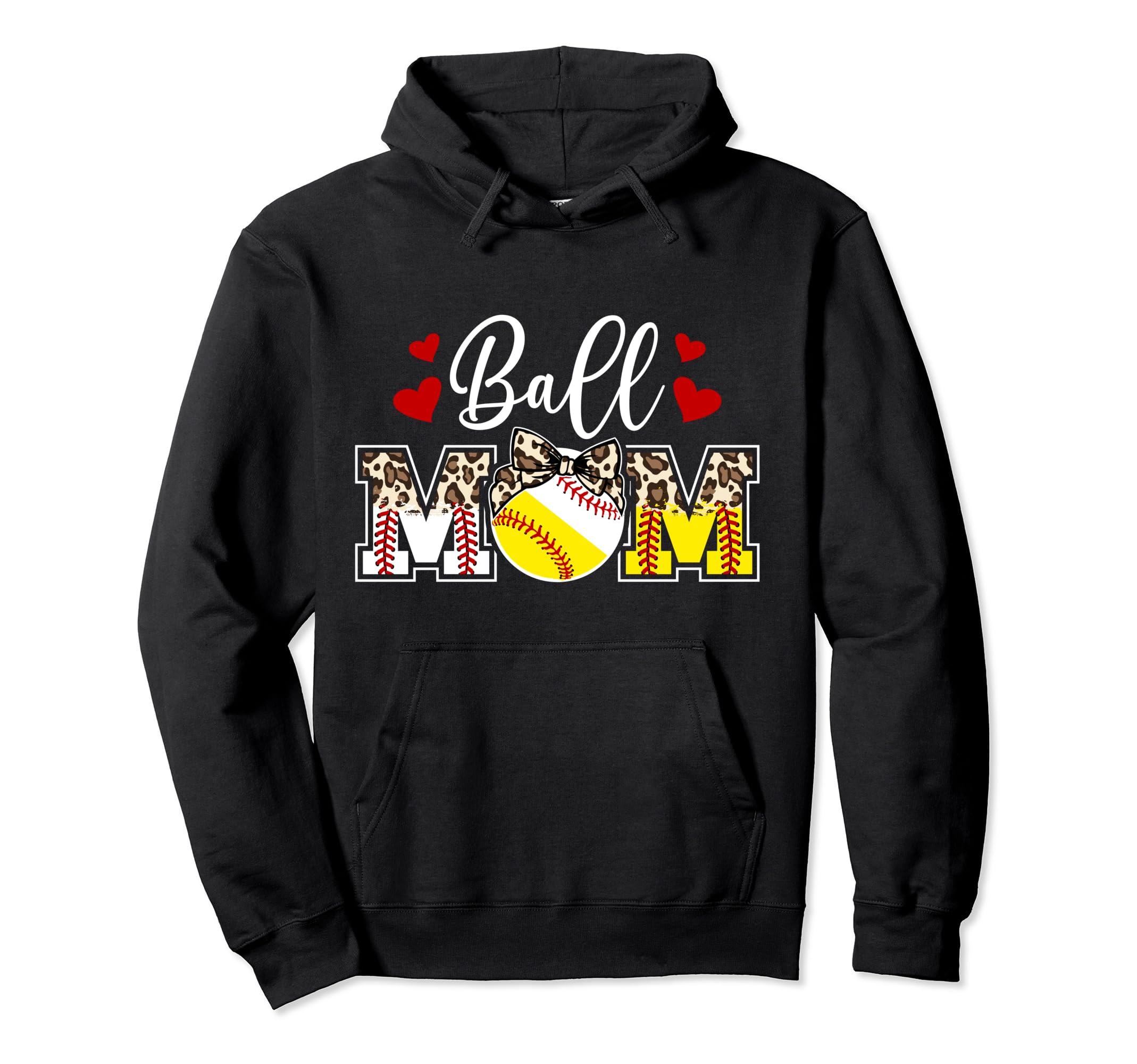Ball Mom Softball Baseball Mom Baseball Hoodie - Graphic Print for Adults - T-Shirt, Sweatshirt, Hoodie
