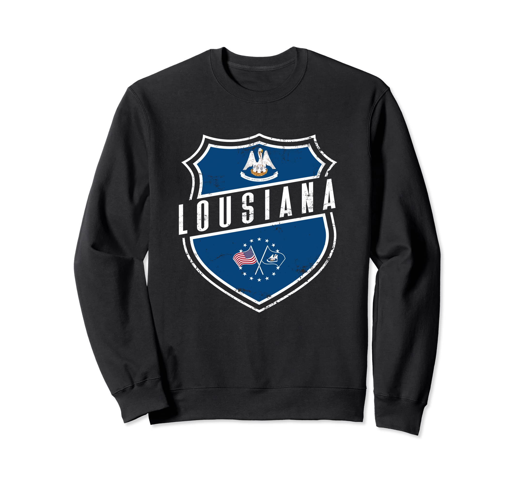 Distressed Usa And Louisiana Flag Sweatshirt - Unique Graphic Men Women - T-Shirt, Sweatshirt, Hoodie