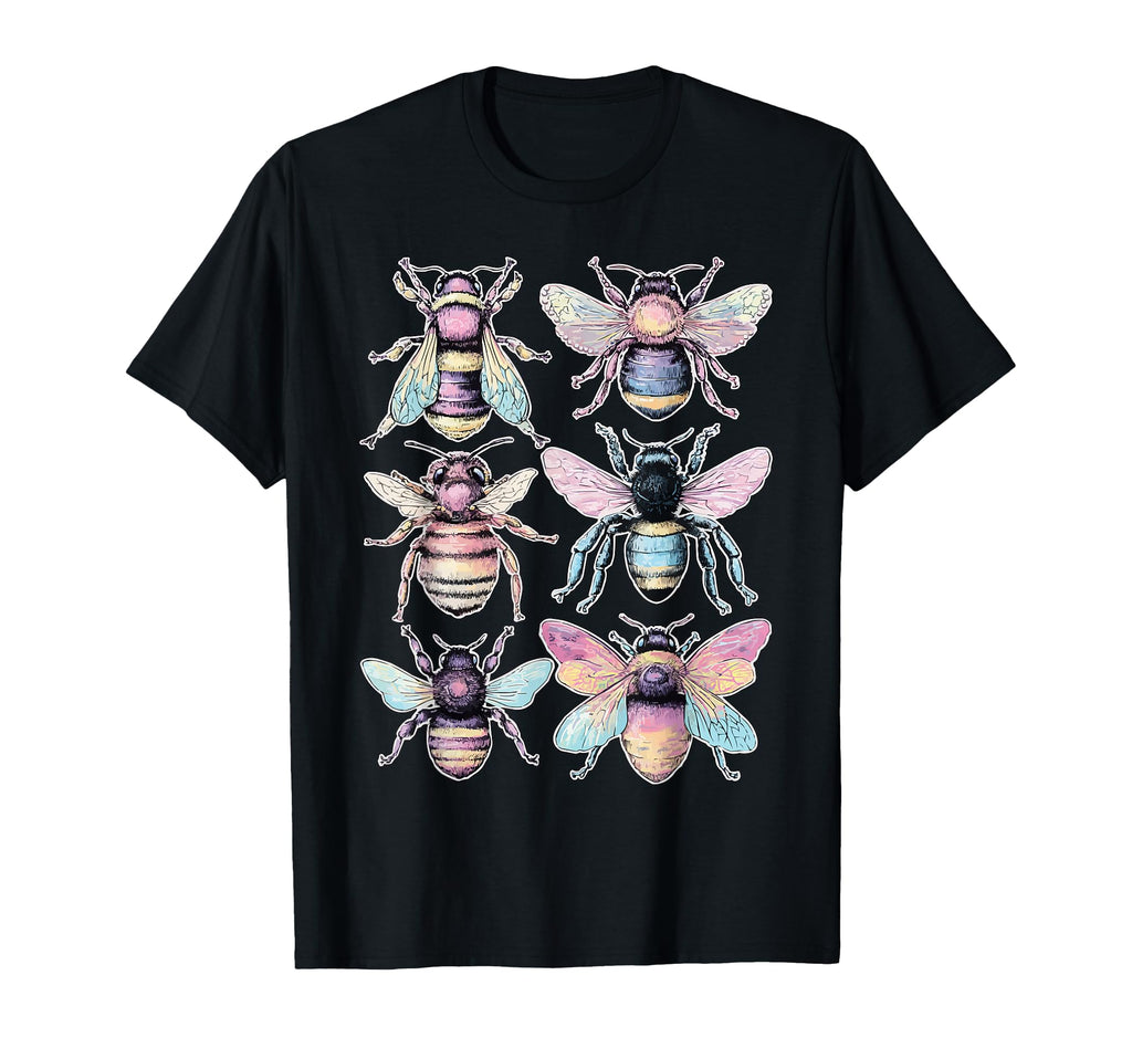 Colorful Bees Insects Dreamy Art Pastel T-Shirt - Aesthetic Graphic Unisex - T-Shirt, Sweatshirt, Hoodie