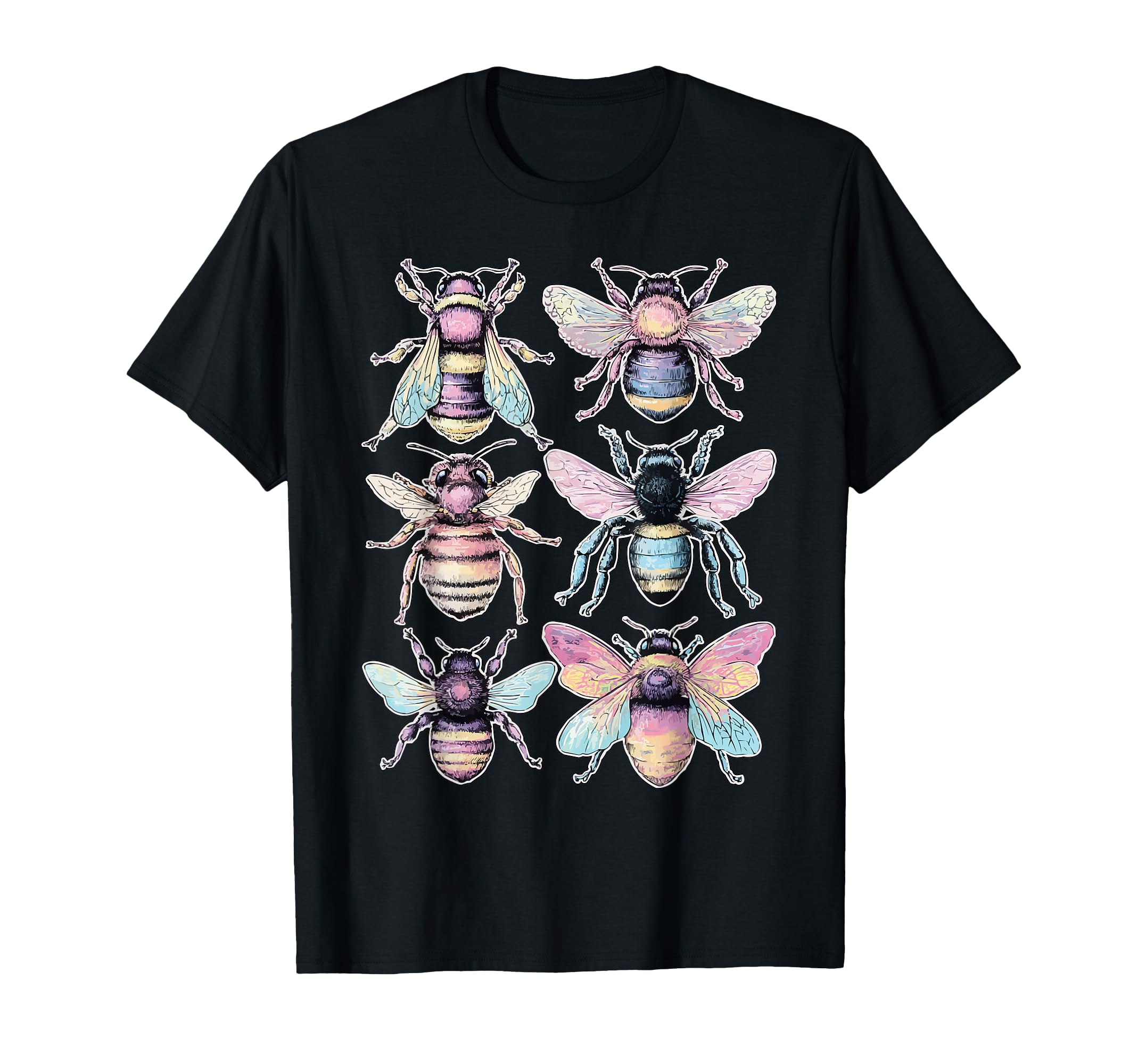 Colorful Bees Insects Dreamy Art Pastel T-Shirt - Aesthetic Graphic Unisex - T-Shirt, Sweatshirt, Hoodie