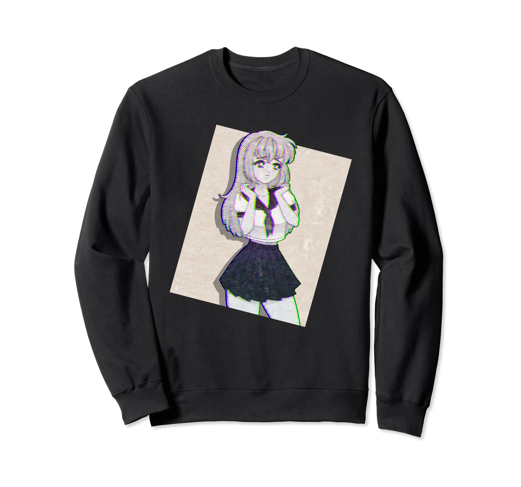 Sad Anime Manga Japan Anime Vaporwave Sweatshirt - Graphic Print Unisex - T-Shirt, Sweatshirt, Hoodie
