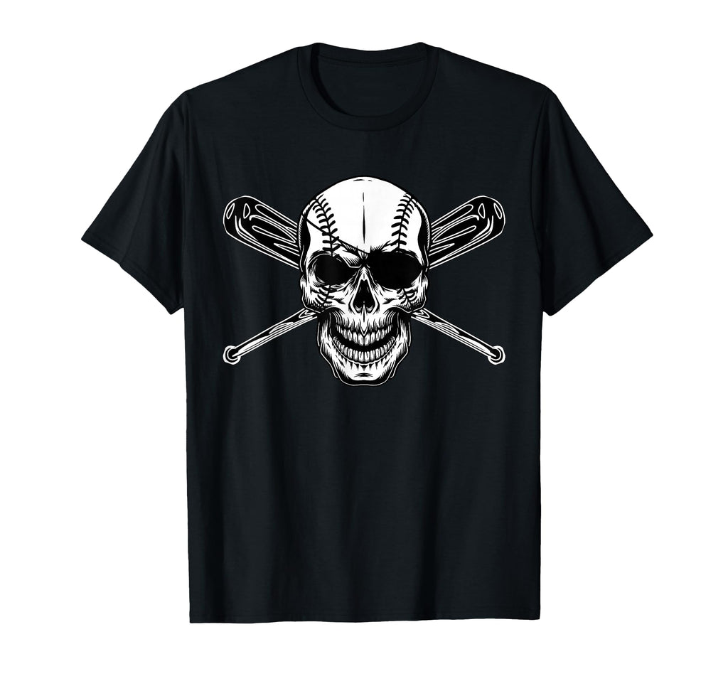 Baseball Pirate Seamed Skull Eye Patch T-Shirt - Fun Novelty Design Unisex - T-Shirt, Sweatshirt, Hoodie