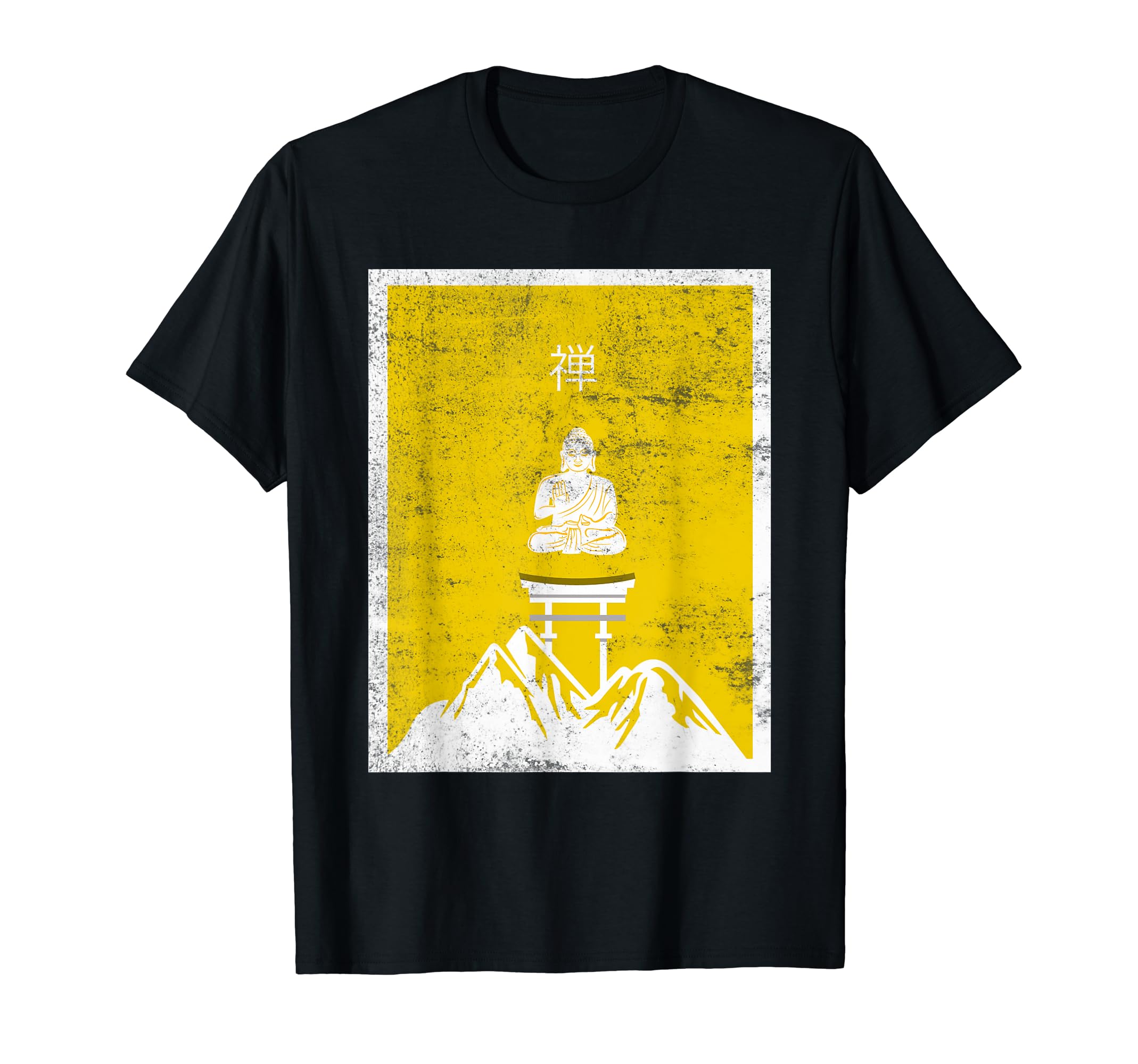 Japanese Zen Buddha Distressed T-Shirt - Minimalist Print Men Women - T-Shirt, Sweatshirt, Hoodie