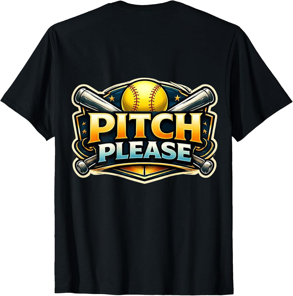 Pitch Please Funny Softball Player Pun Merch - Adult & Kids T-Shirts, Sweatshirts & Hoodies apparel design preview 1
