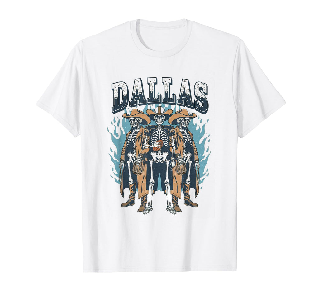 Dallas Skeleton Cowboys Western Football T-Shirt - Graphic Print Men Women - T-Shirt, Sweatshirt, Hoodie