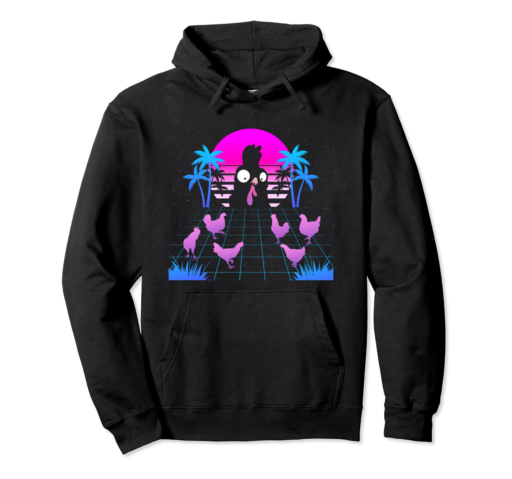 Vaporwave Funny Chicken Synthwave Aesthetic Hoodie - Unique Graphic Unisex - T-Shirt, Sweatshirt, Hoodie