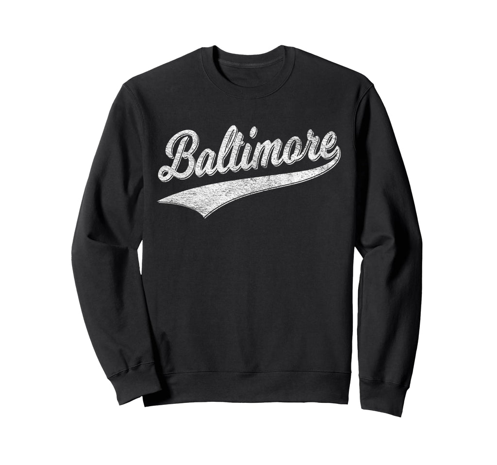 Baltimore Maryland Varsity Script Sweatshirt - Novelty Apparel for Adults - T-Shirt, Sweatshirt, Hoodie