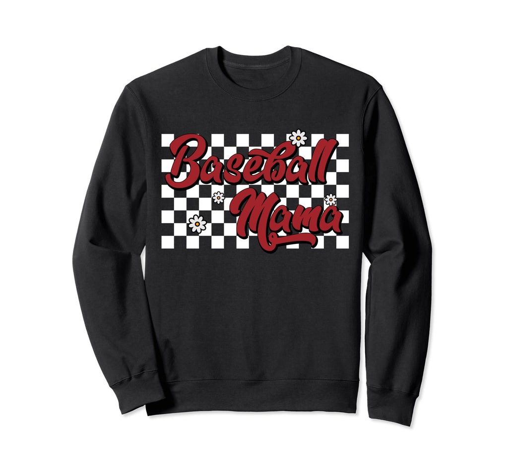 Baseball Mama Groovy Baseball Sweatshirt - Casual Everyday Wear Men Women - T-Shirt, Sweatshirt, Hoodie