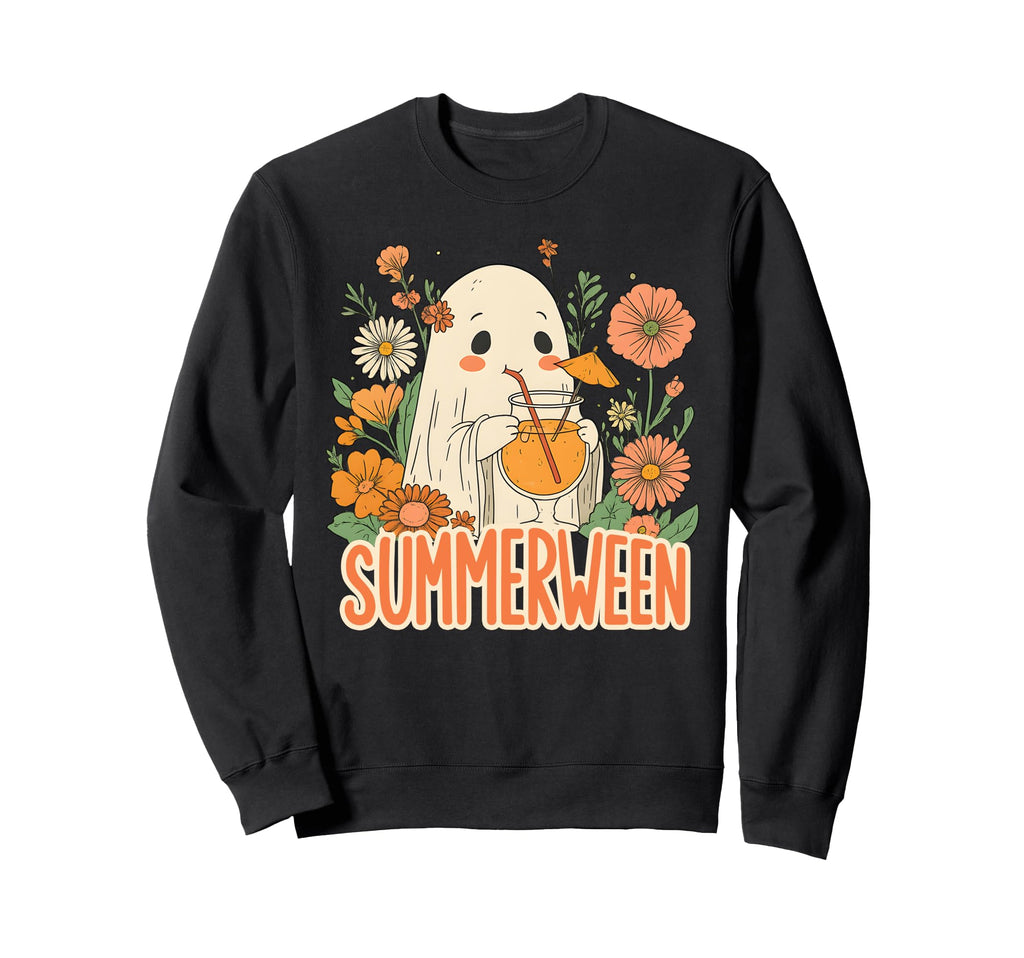 Summerween Ghost Boho Floral Summer Sweatshirt - Graphic Print for Adults - T-Shirt, Sweatshirt, Hoodie