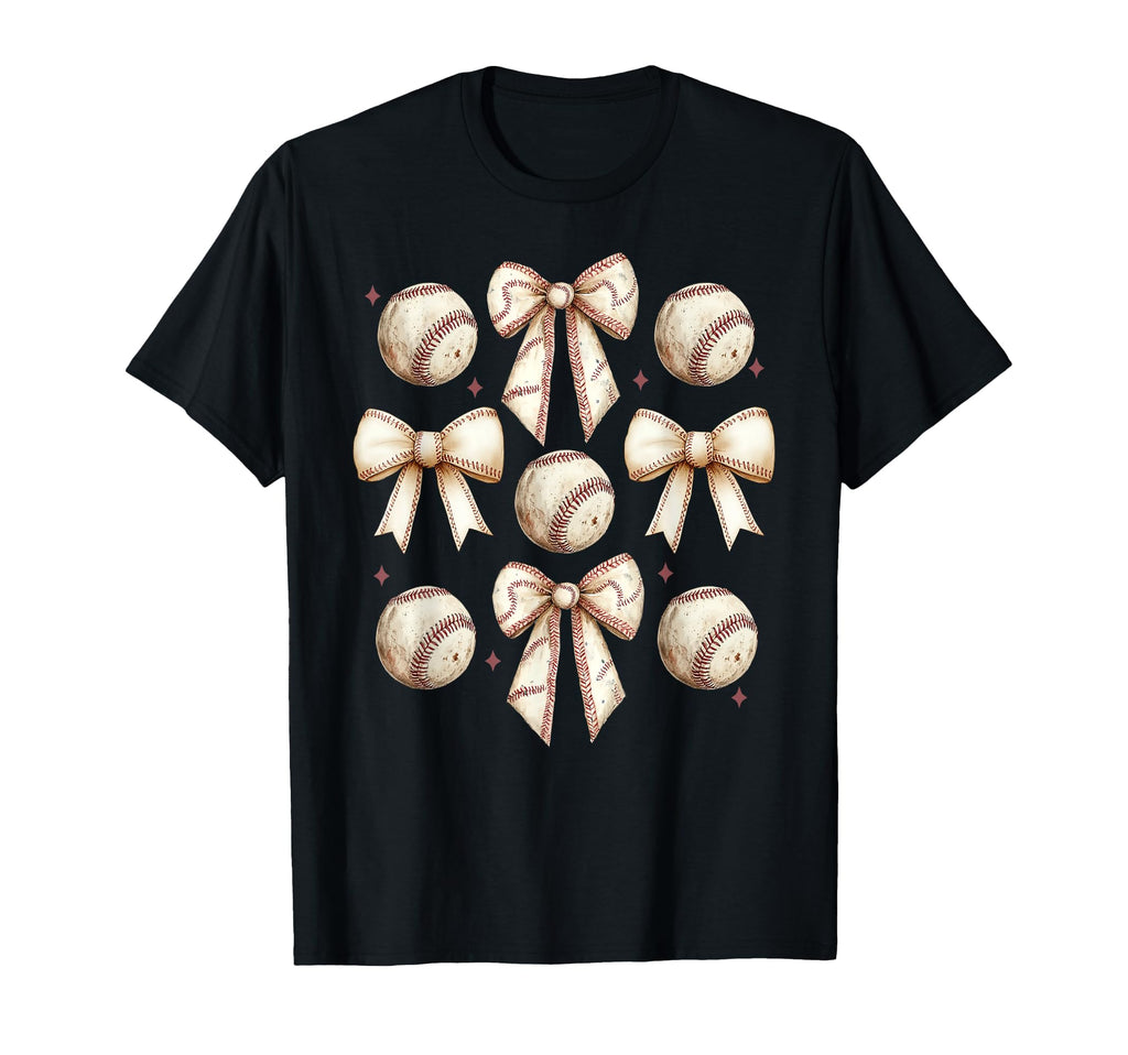 Baseball Mom Coquette Bow Baseball Lover T-Shirt - Novelty Apparel Unisex - T-Shirt, Sweatshirt, Hoodie