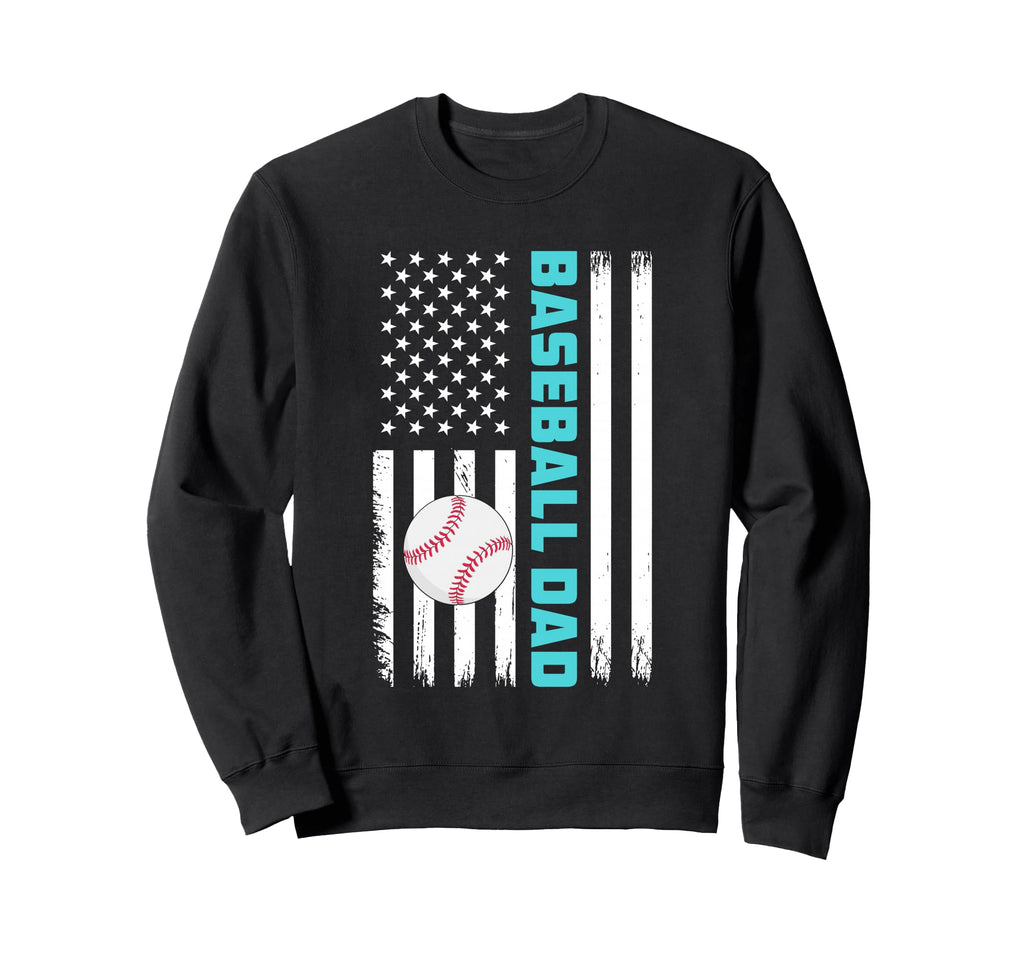 Baseball Dad Usa American Flag Sweatshirt - Fun Novelty Design Unisex - T-Shirt, Sweatshirt, Hoodie
