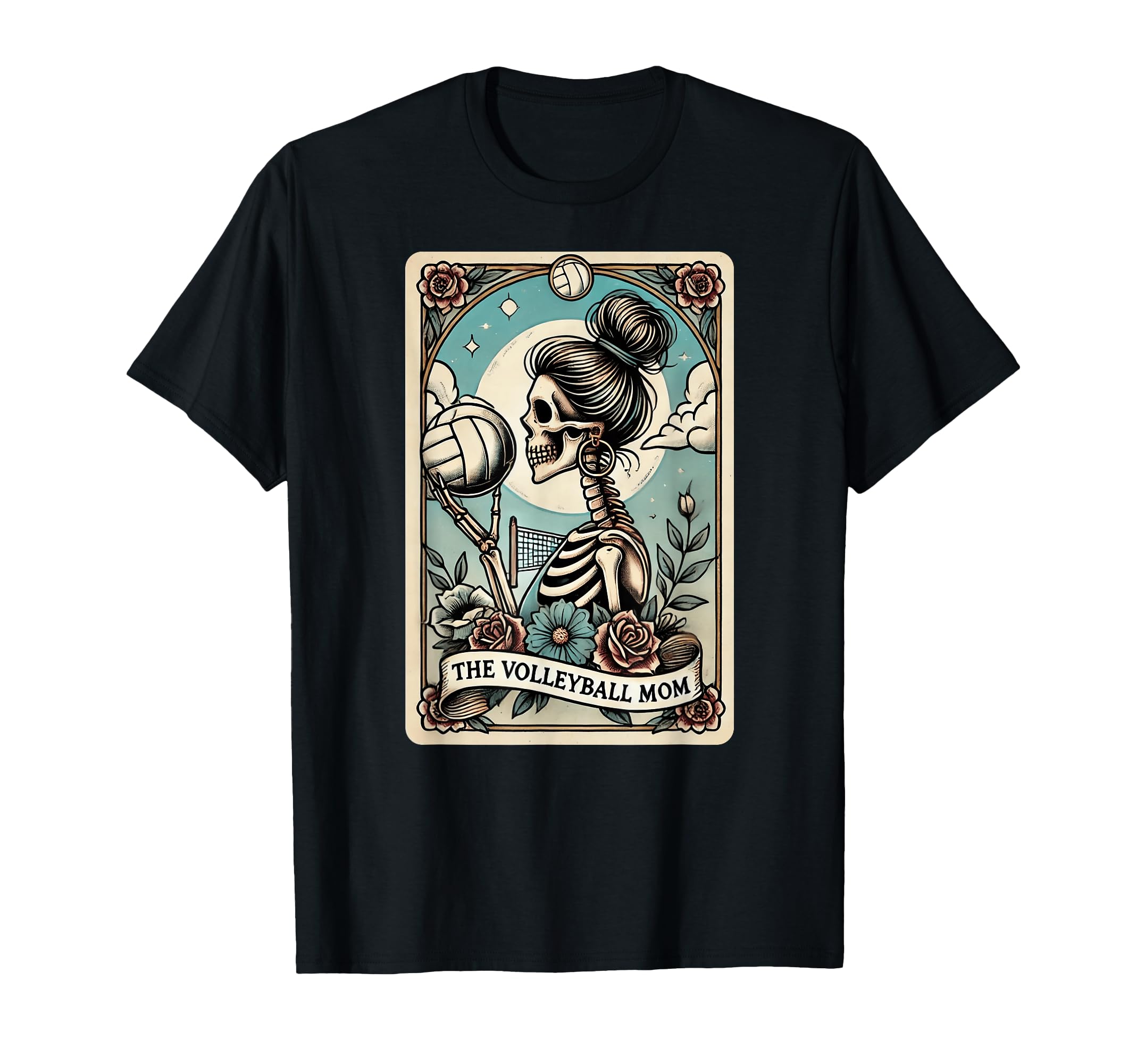 Volleyball Mom Tarot Card Skeleton T-Shirt - Novelty Apparel for Adults - T-Shirt, Sweatshirt, Hoodie