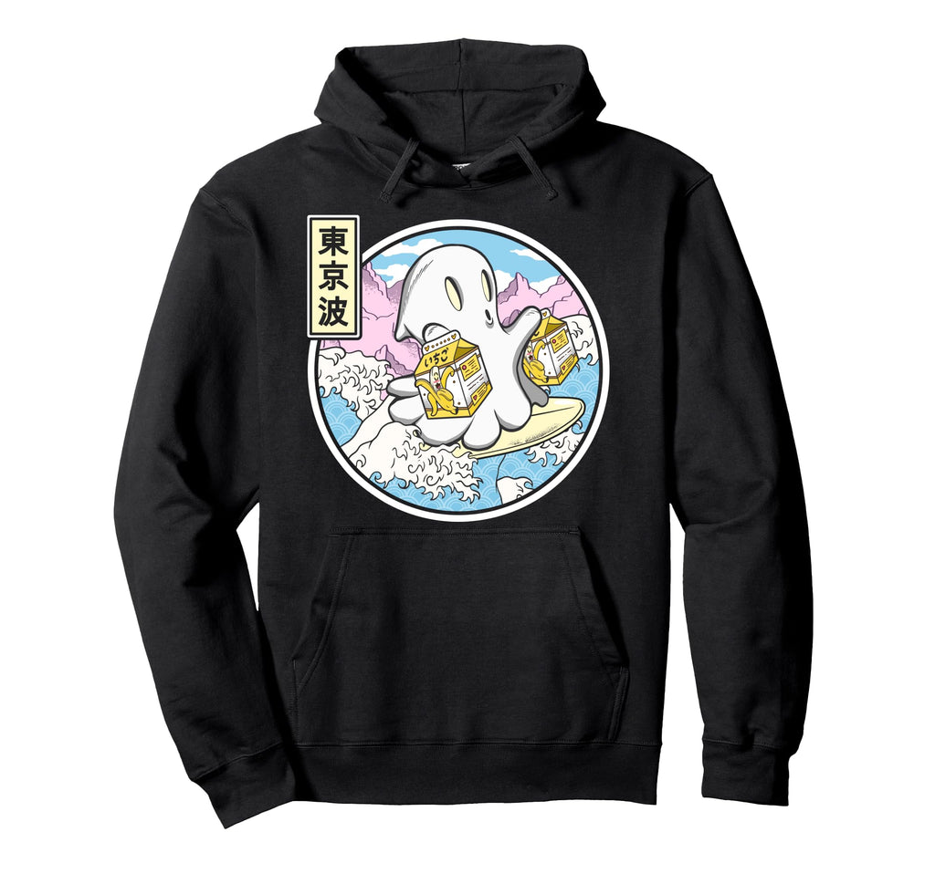 Surfing Ghost Banana Milk Japanese Wave Hoodie - Trendy Graphic Men Women - T-Shirt, Sweatshirt, Hoodie