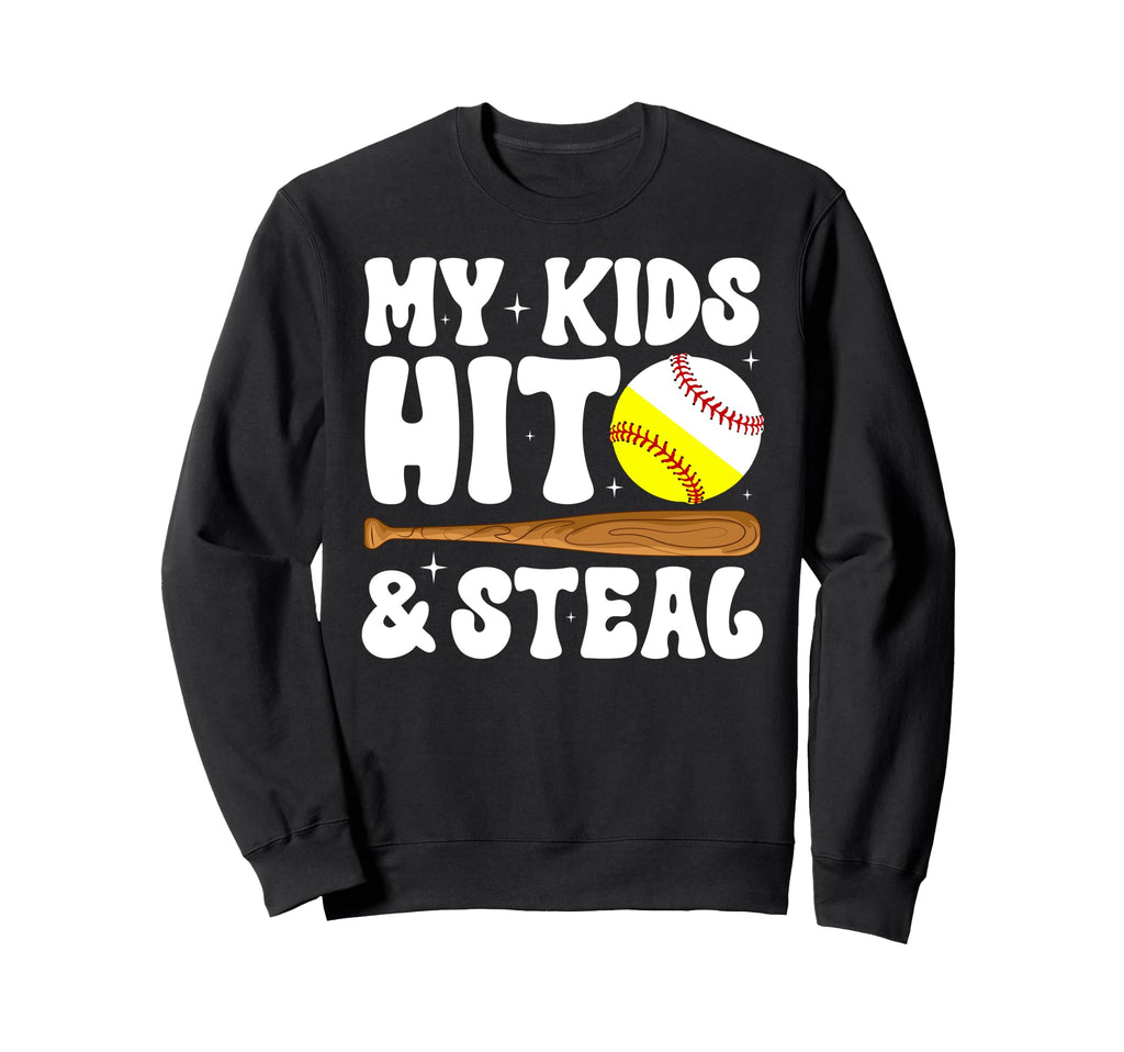 Softball Baseball Mom Groovy Sweatshirt - Novelty Apparel Men Women - T-Shirt, Sweatshirt, Hoodie