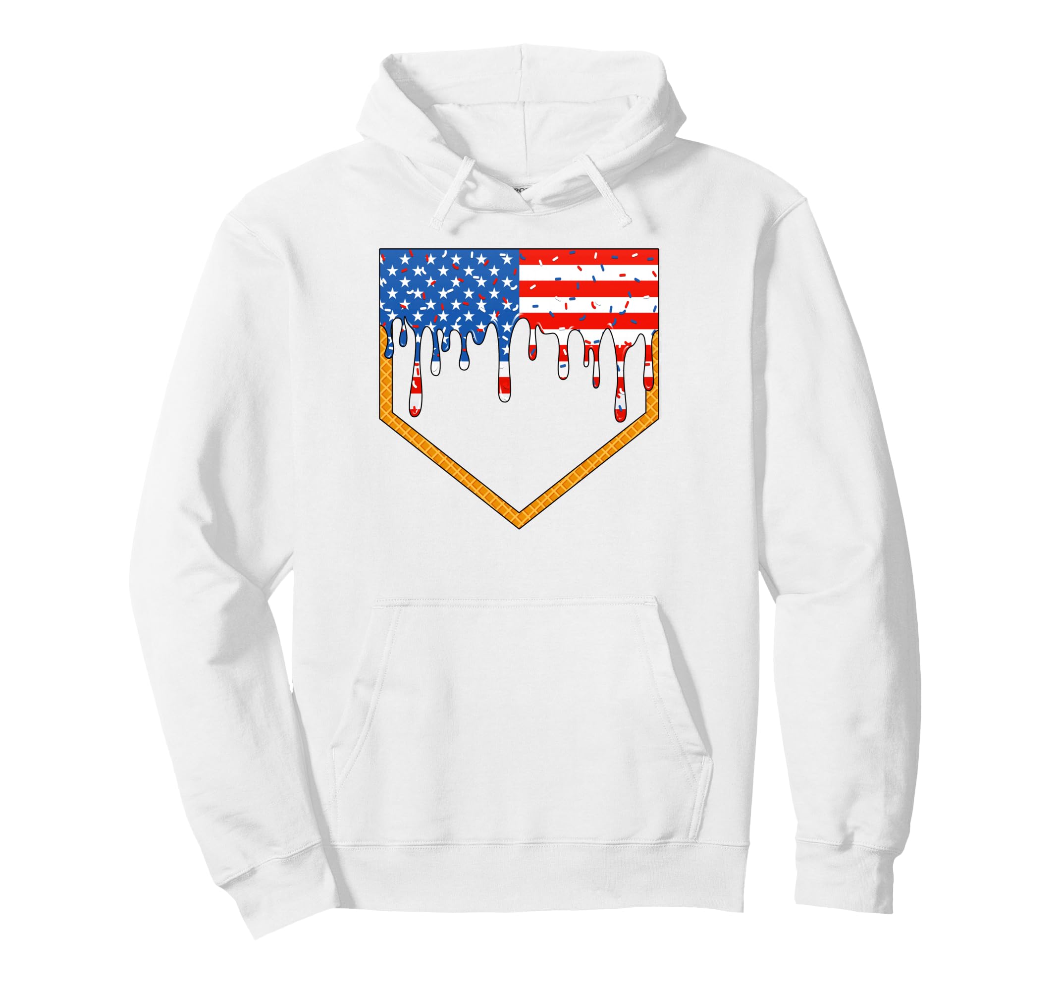 4Th July Baseball Ice Cream Drip Patriotic Hoodie - Graphic Print Unisex - T-Shirt, Sweatshirt, Hoodie