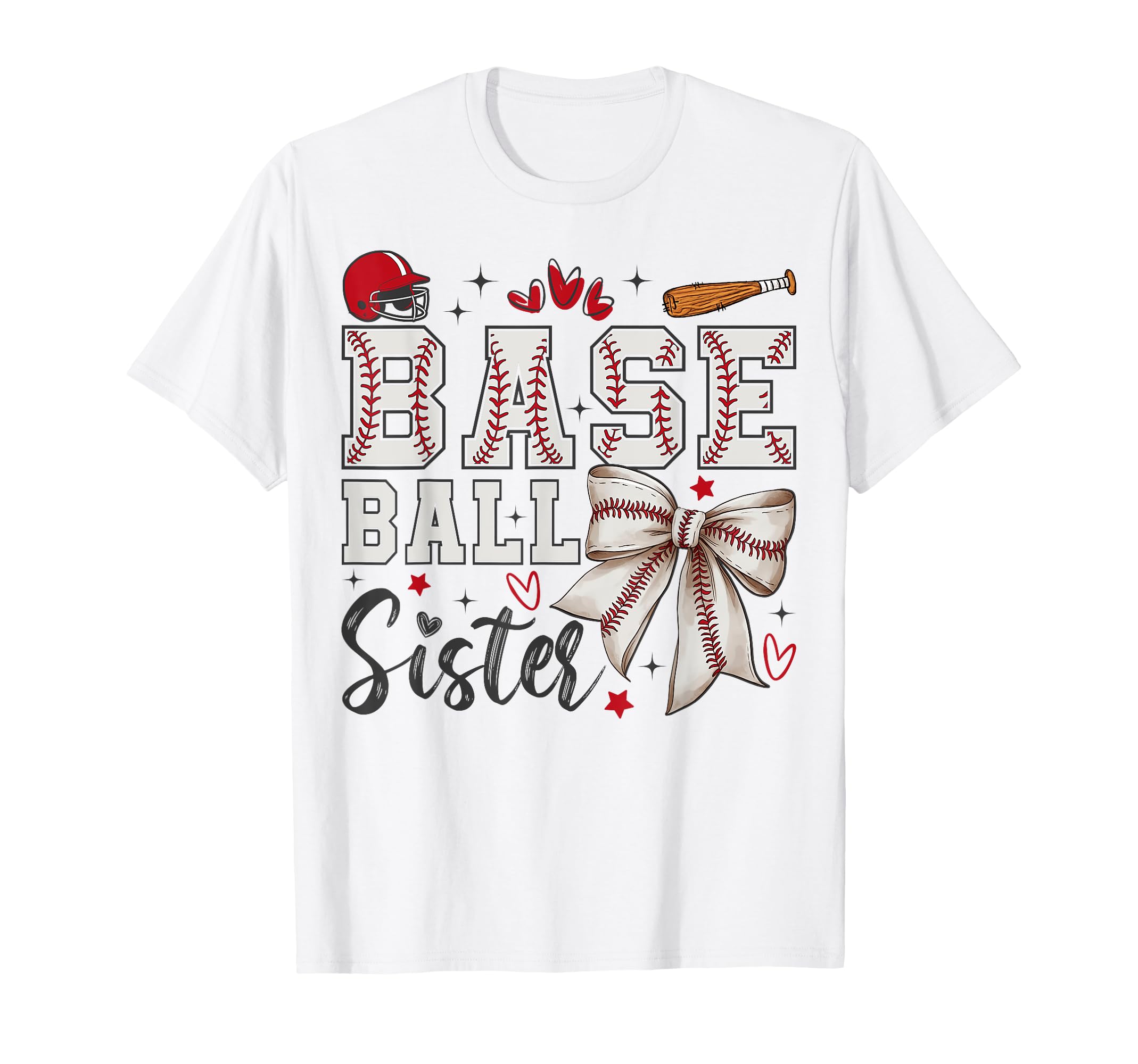 Baseball Sister Coquette Bow Sport T-Shirt - Trendy Graphic Men Women - T-Shirt, Sweatshirt, Hoodie