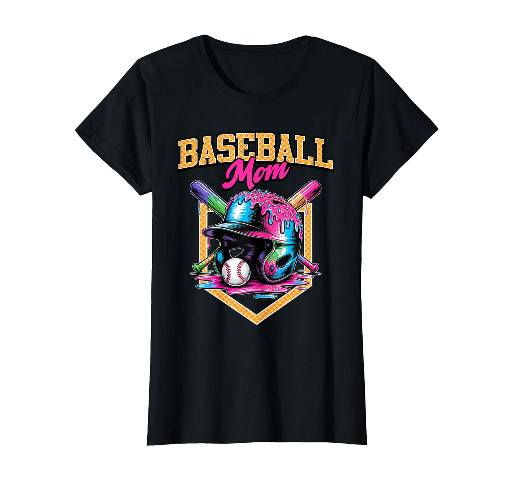 Baseball Mom Tie Dye Baseball Drip T-Shirt - Minimalist Print for Adults - T-Shirt, Sweatshirt, Hoodie