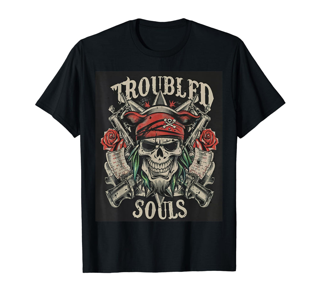 Skull Pirate Rock Grunge Band Biker T-Shirt - Minimalist Print Unisex - T-Shirt, Sweatshirt, Hoodie