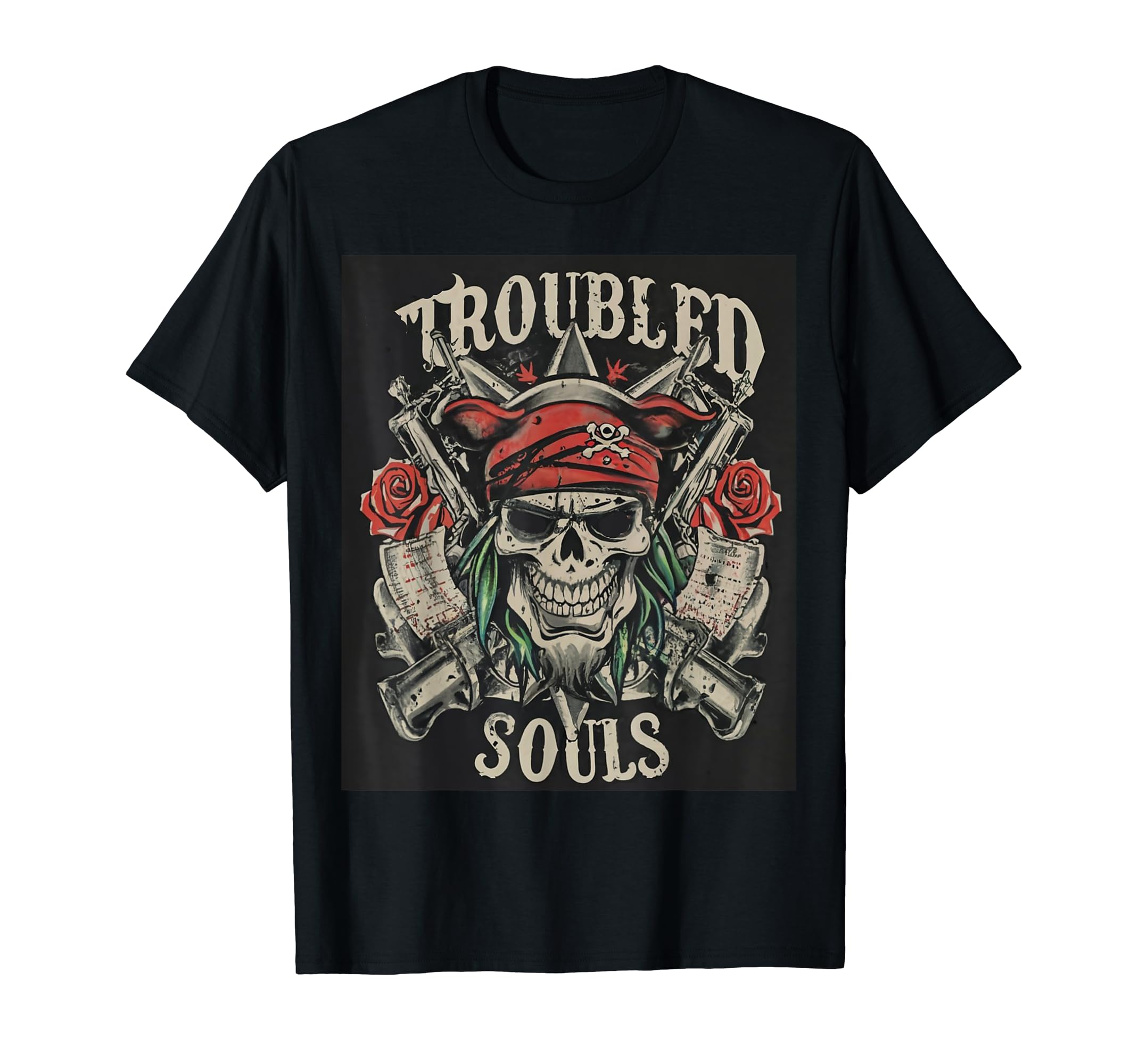 Skull Pirate Rock Grunge Band Biker T-Shirt - Minimalist Print Unisex - T-Shirt, Sweatshirt, Hoodie