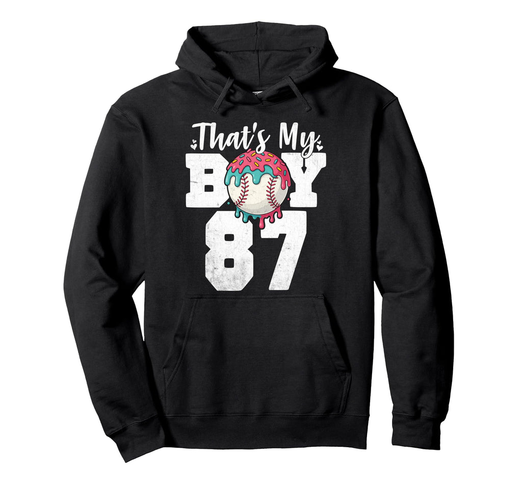 Thats My Baseball 87 Number Mom Dad 87 Hoodie - Trendy Graphic for Adults - T-Shirt, Sweatshirt, Hoodie