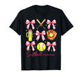 Softball Mama Coquette Bow Cheer Mom T-Shirt - Custom Art Print for Adults - T-Shirt, Sweatshirt, Hoodie