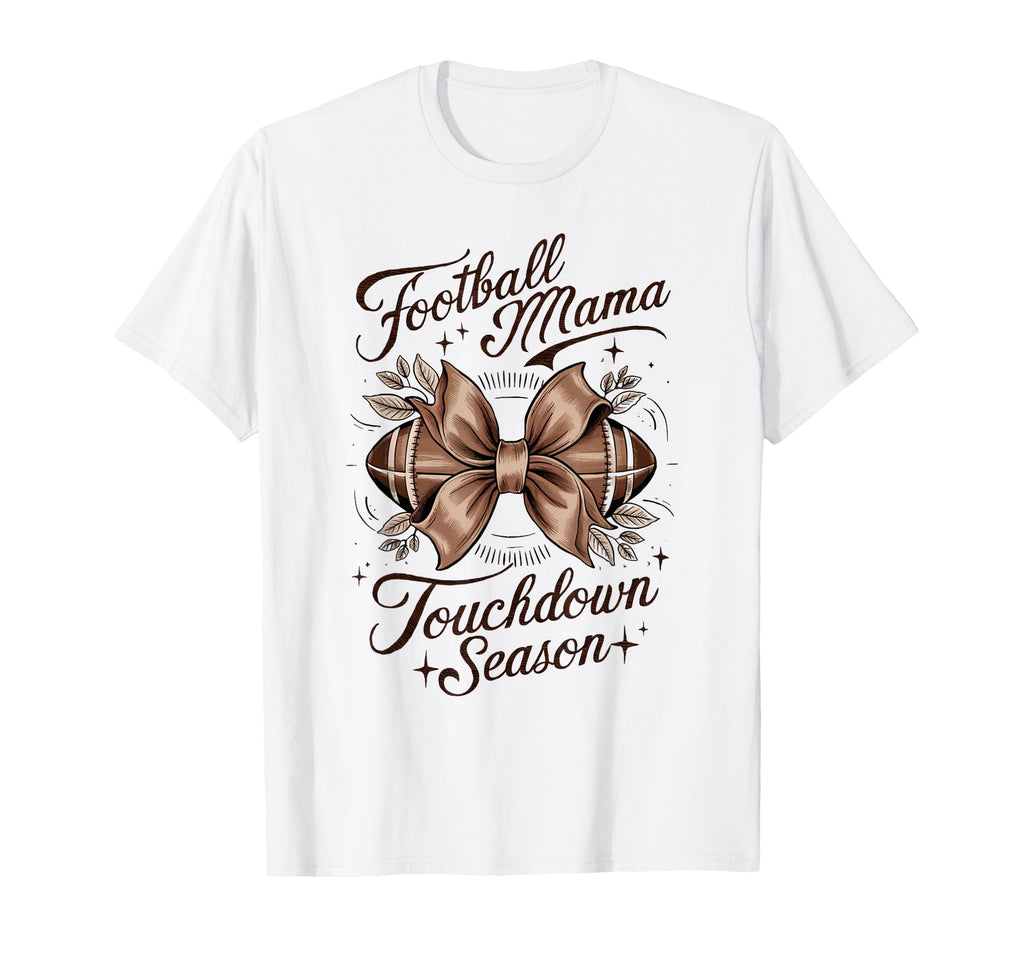 Womens Moms Coquette Bow Football T-Shirt - Aesthetic Graphic for Adults - T-Shirt, Sweatshirt, Hoodie