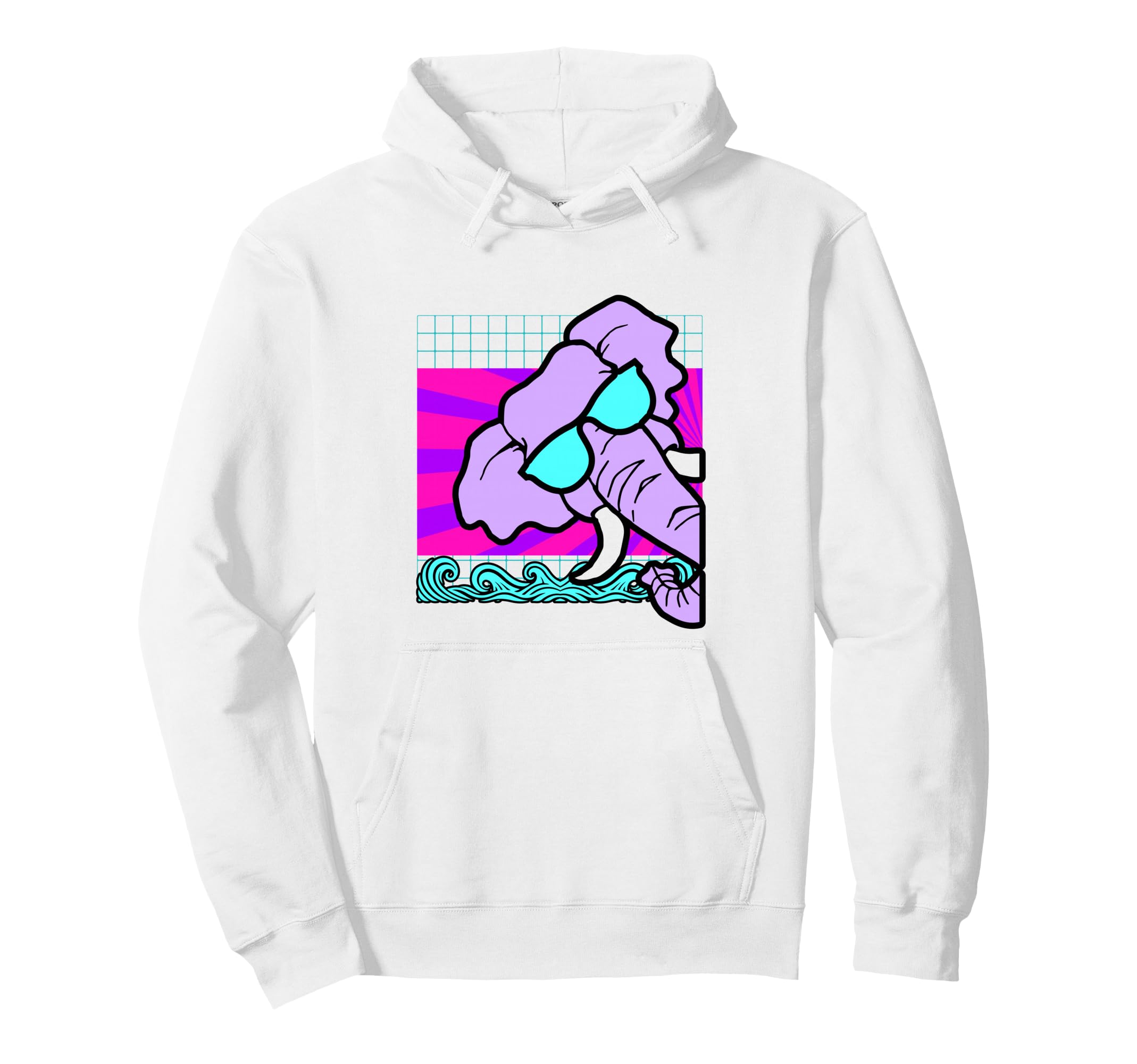 Aesthetic Vaporwave Outfits Elephant Hoodie - Novelty Apparel for Adults - T-Shirt, Sweatshirt, Hoodie