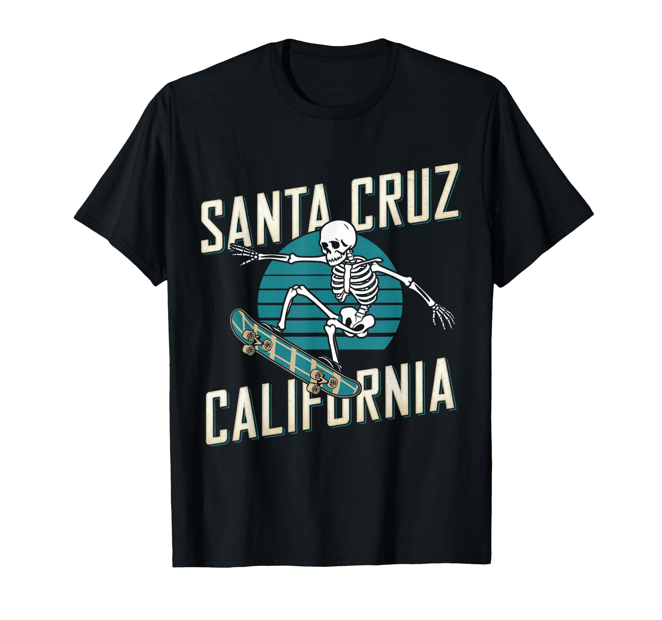 Santa Cruz California Skeleton Skater T-Shirt - Trendy Graphic Unisex - T-Shirt, Sweatshirt, Hoodie