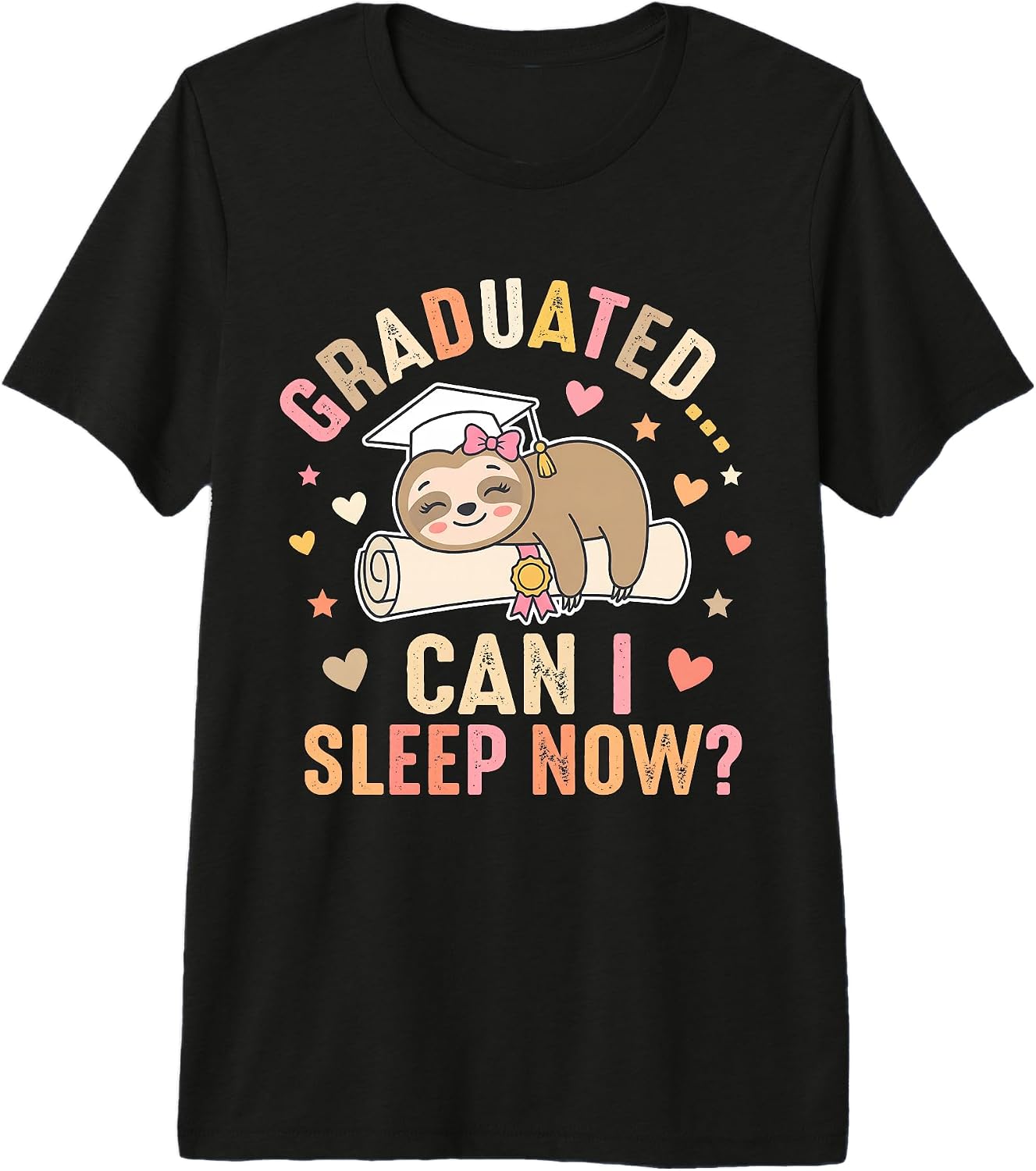 Funny Lazy Girl Graduation Sloth Class of 2026 - Adult & Kids T-Shirts, Sweatshirts & Hoodies apparel design preview 1