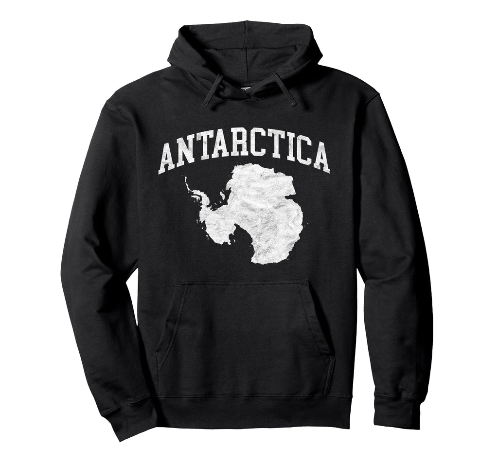 Antarctic Map Minimalist Distressed Hoodie - Aesthetic Graphic Men Women - T-Shirt, Sweatshirt, Hoodie