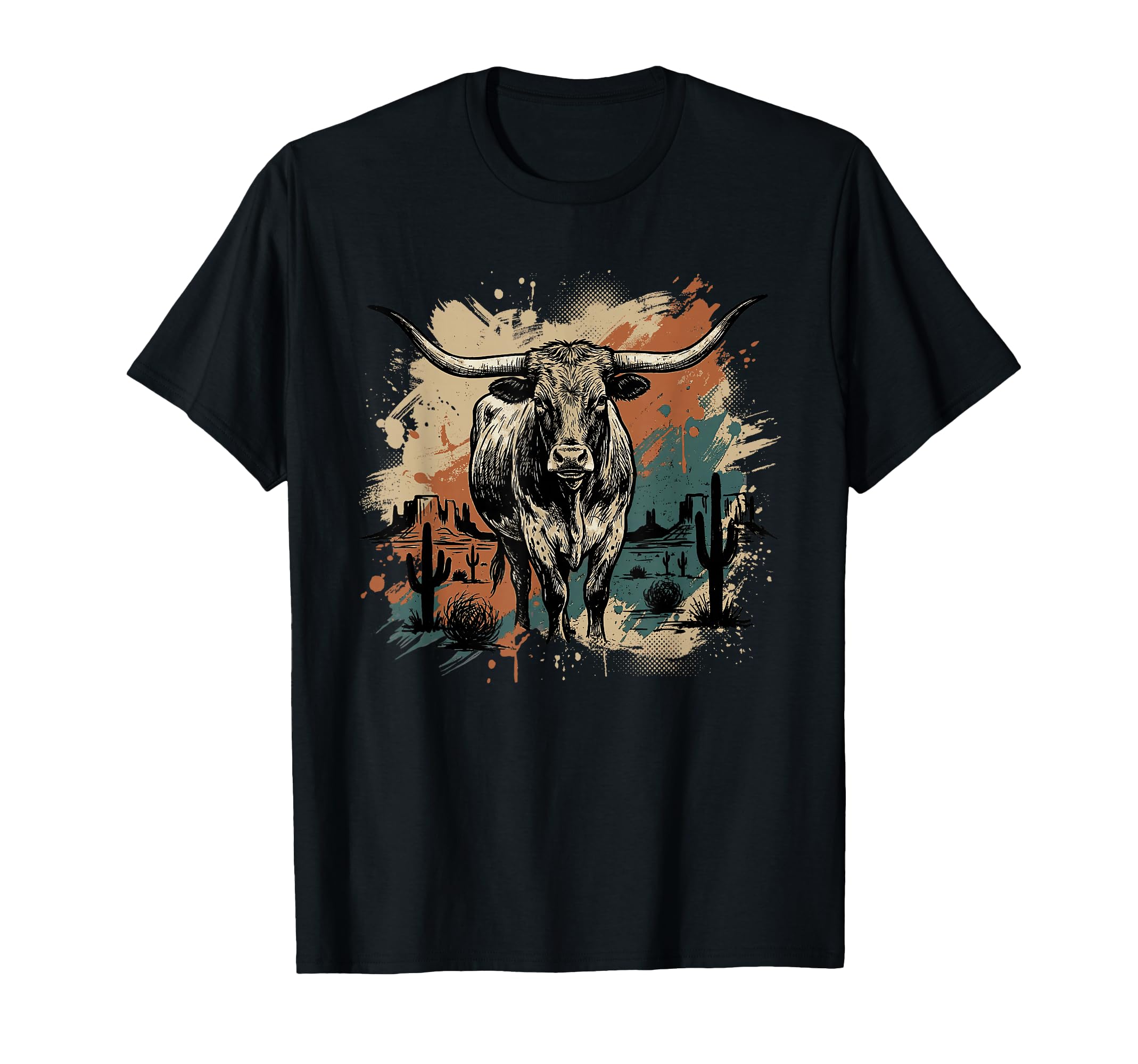 Western Longhorn Bull Cowboy Cowgirl T-Shirt - Unique Graphic Unisex - T-Shirt, Sweatshirt, Hoodie