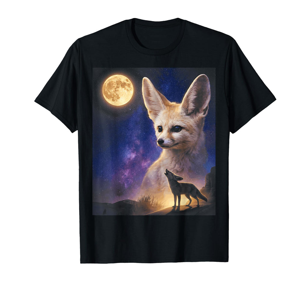90S Fennec Fox Howling Moon Y2K T-Shirt - Unique Graphic for Adults - T-Shirt, Sweatshirt, Hoodie
