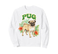 Pug Dog Groovy Floral Pug Dog Watercolor Sweatshirt - Graphic Print Unisex - T-Shirt, Sweatshirt, Hoodie