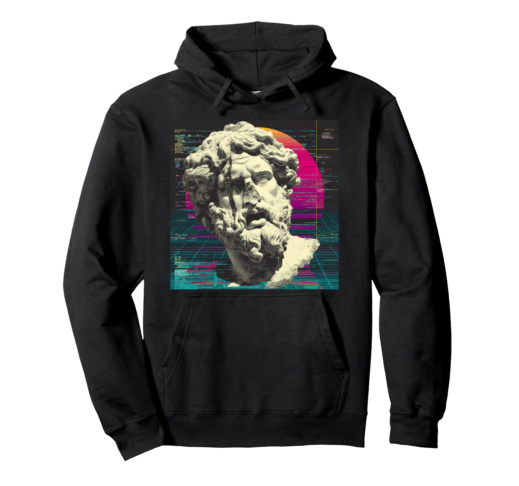 Vaporwave Glitch Art Greek Bust Aesthetic Hoodie - Trendy Graphic Men Women - T-Shirt, Sweatshirt, Hoodie