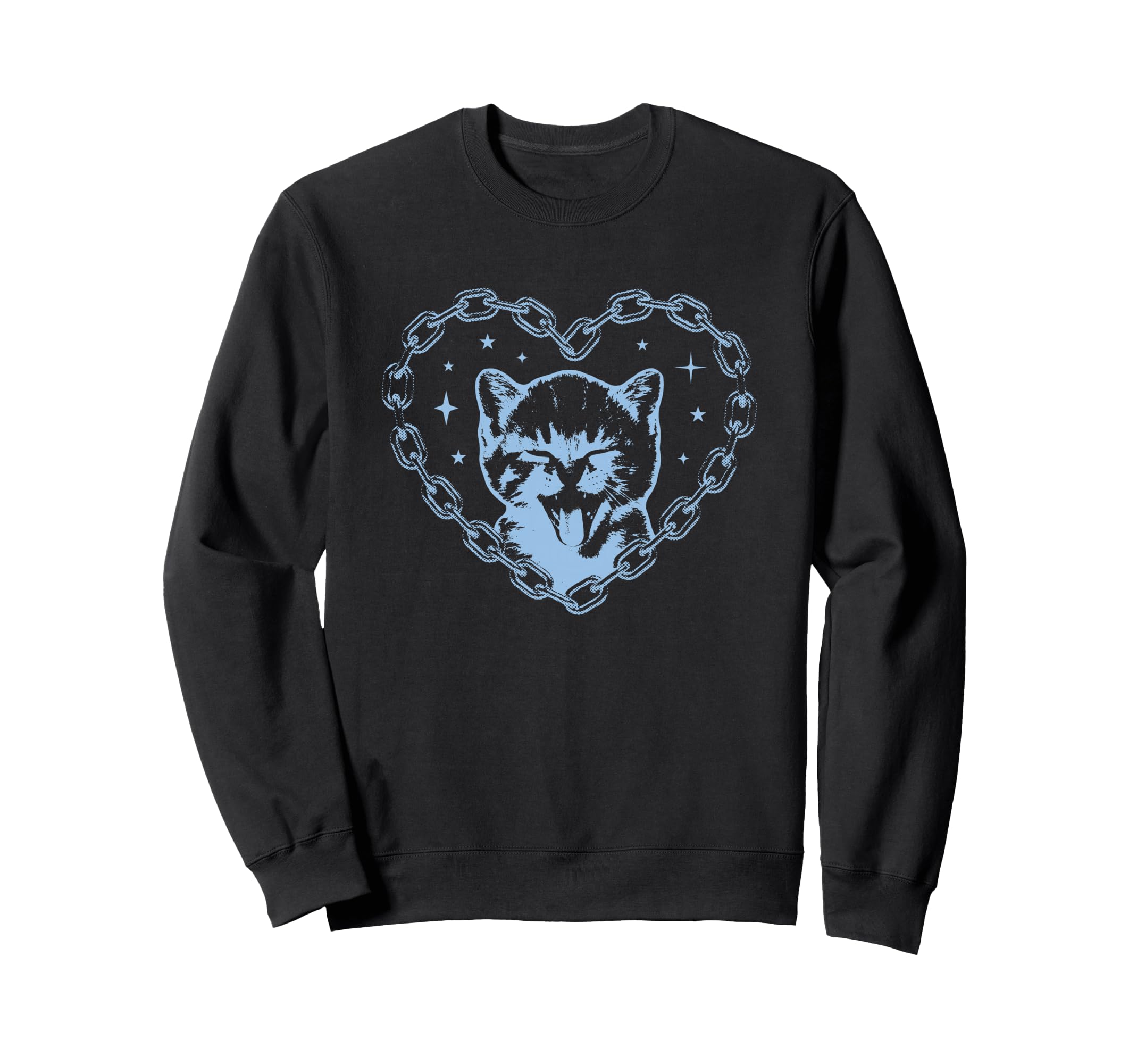 Y2K Cat Chain Heart Emo Goth 90S Sweatshirt - Graphic Print for Adults - T-Shirt, Sweatshirt, Hoodie