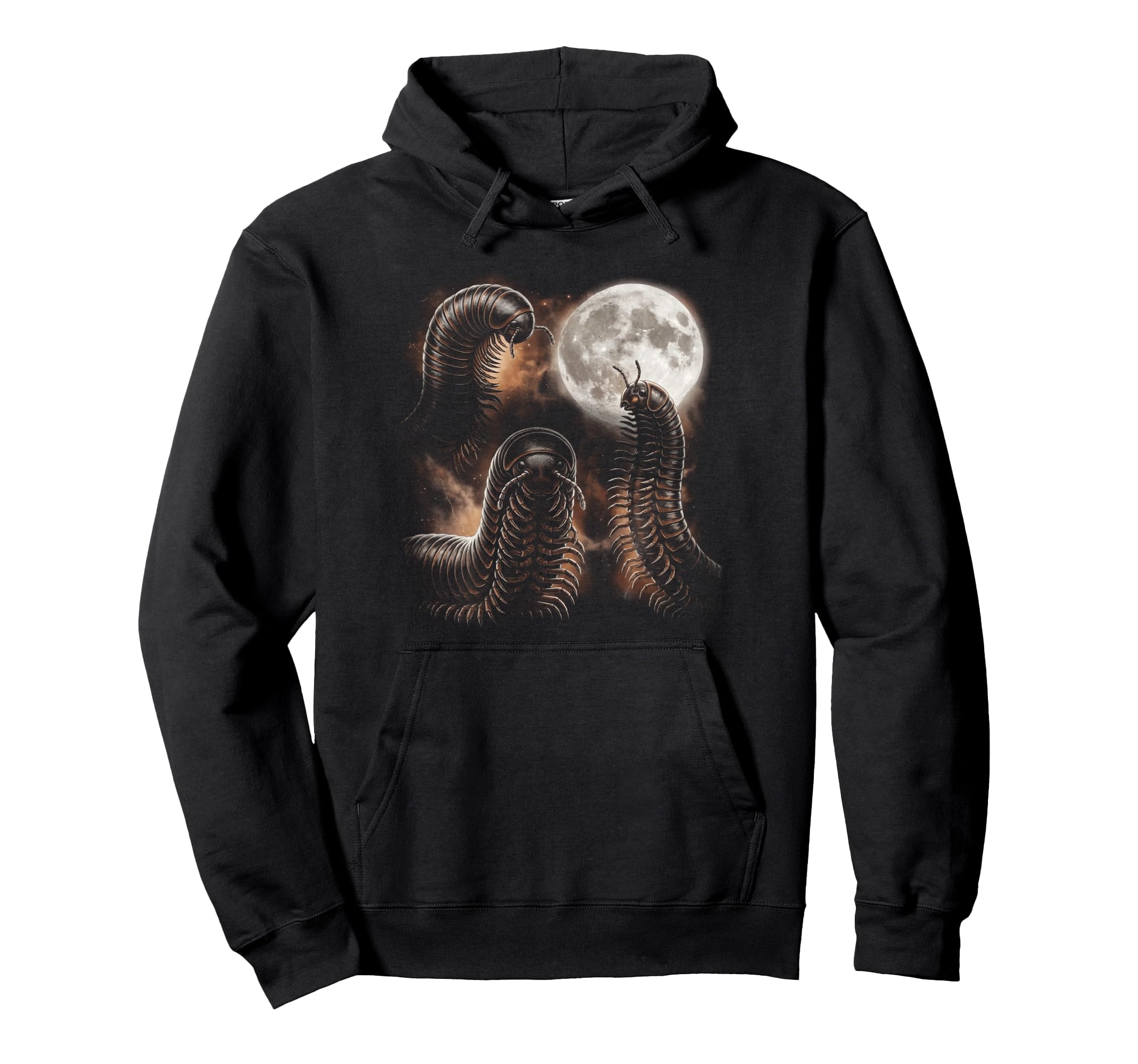 Three Millipede 90S Funny Full Moon Bug Hoodie - Novelty Apparel Unisex - T-Shirt, Sweatshirt, Hoodie