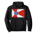 Wichita Kansas Flag Distressed Hoodie - Novelty Apparel Men Women - T-Shirt, Sweatshirt, Hoodie