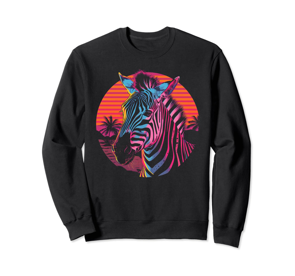 Zebra Vaporwave Aesthetic Sweatshirt - Casual Everyday Wear Men Women - T-Shirt, Sweatshirt, Hoodie