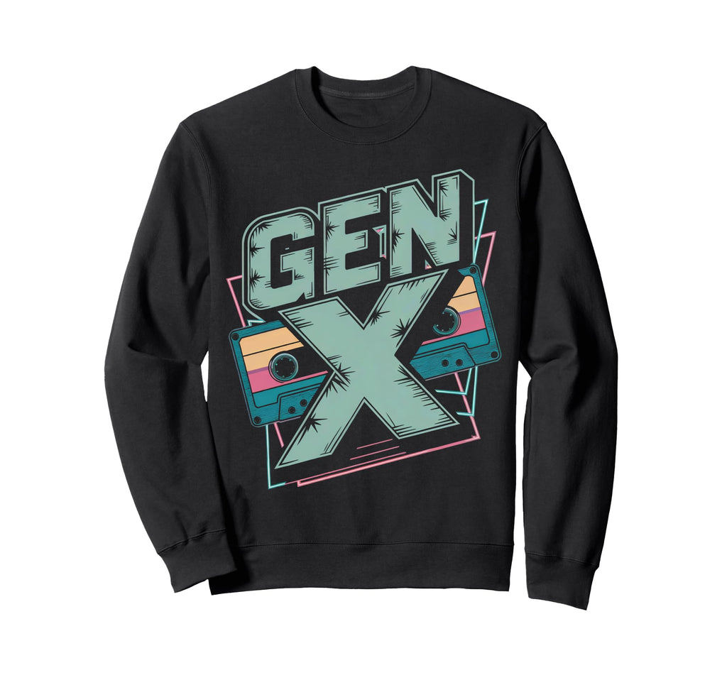 Gen X Generation X Genx Cassette Sweatshirt - Novelty Apparel for Adults - T-Shirt, Sweatshirt, Hoodie