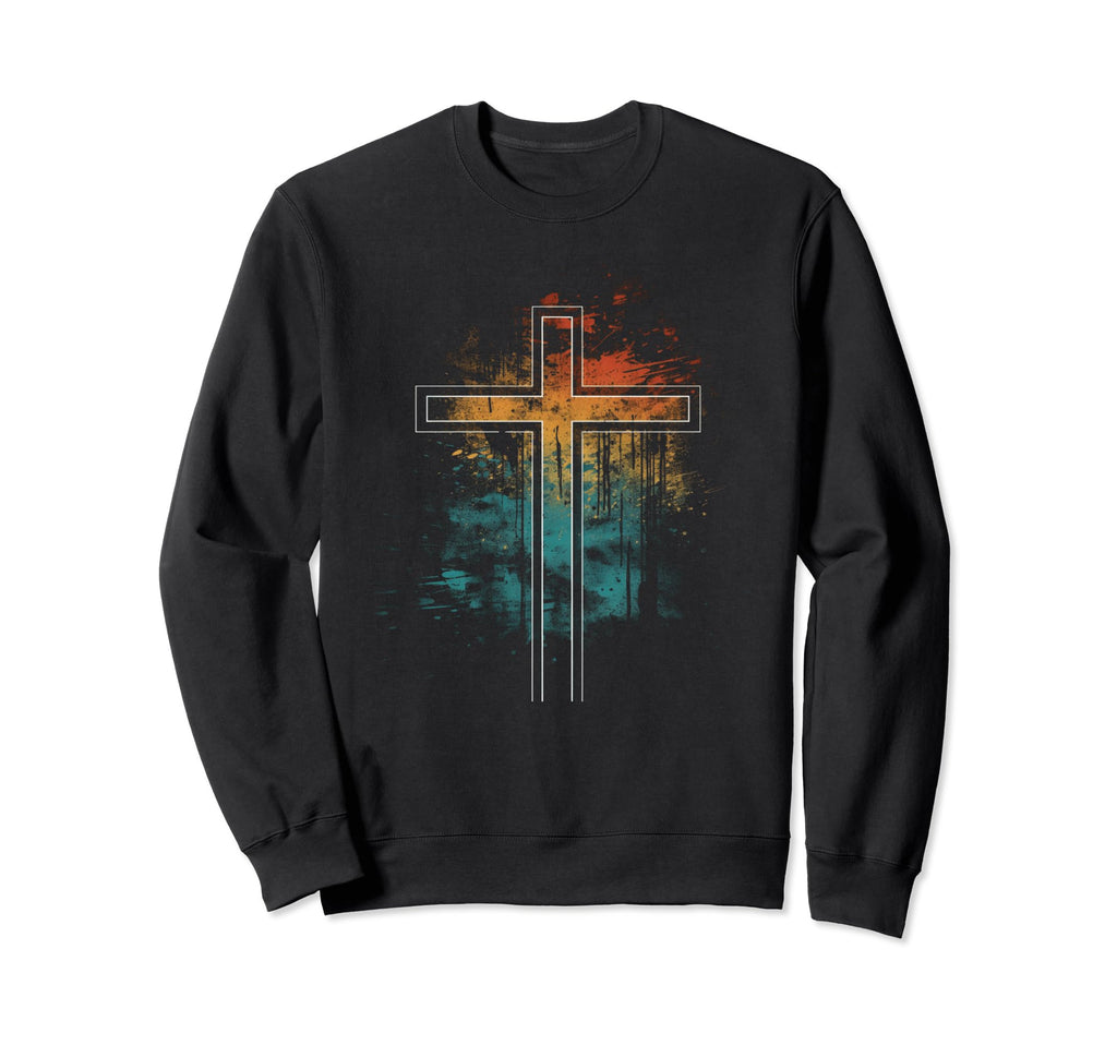 Cross Distressed 90S Goth Sweatshirt - Casual Everyday Wear Men Women - T-Shirt, Sweatshirt, Hoodie