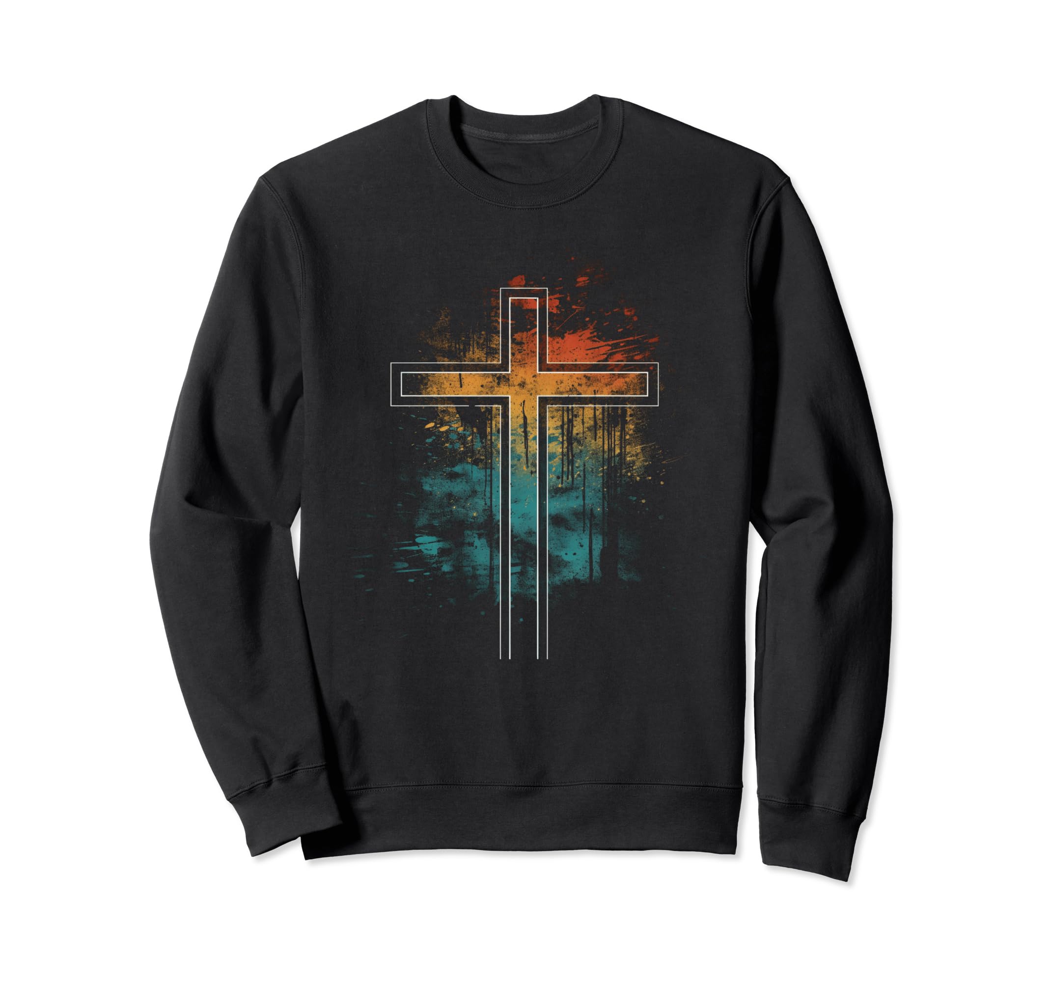 Cross Distressed 90S Goth Sweatshirt - Casual Everyday Wear Men Women - T-Shirt, Sweatshirt, Hoodie