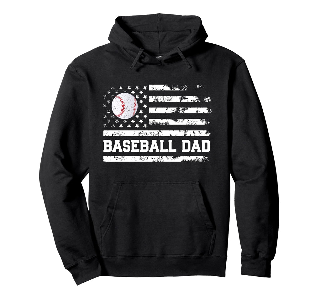 Baseball Dad Usa American Flag Fathers Hoodie - Unique Graphic for Adults - T-Shirt, Sweatshirt, Hoodie