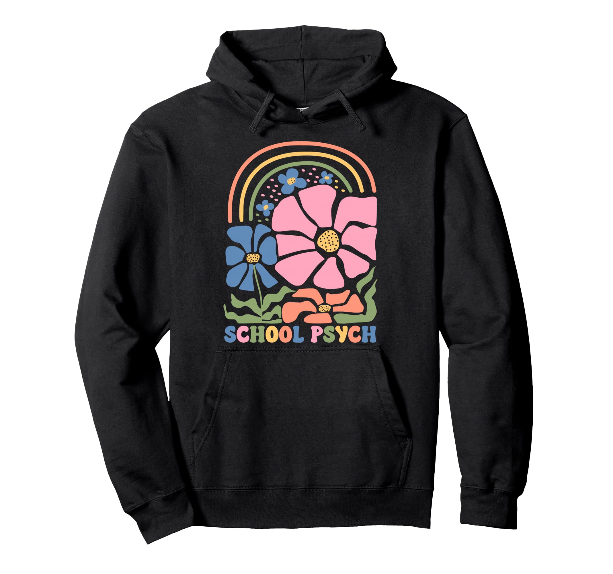Boho Floral School Psych Teacher Hoodie - Aesthetic Graphic for Adults - T-Shirt, Sweatshirt, Hoodie