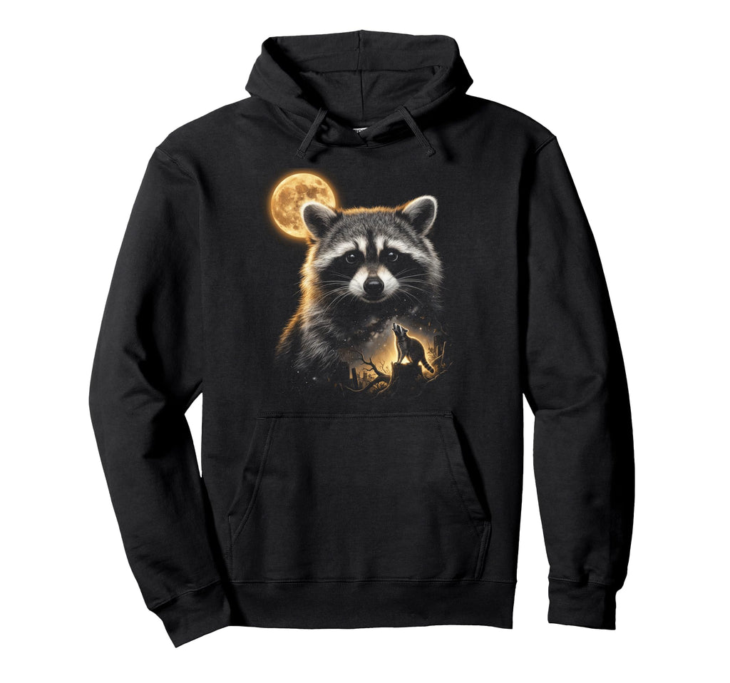 90S Raccoon Howling Moon Y2K Hoodie - Casual Everyday Wear Men Women - T-Shirt, Sweatshirt, Hoodie
